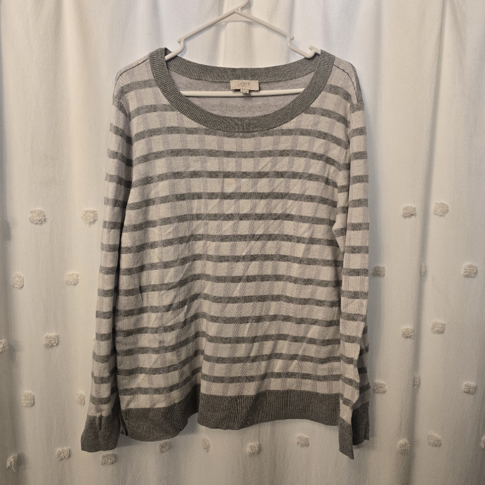 The Loft Outlet Gray Striped Women's Sweater Size Xl